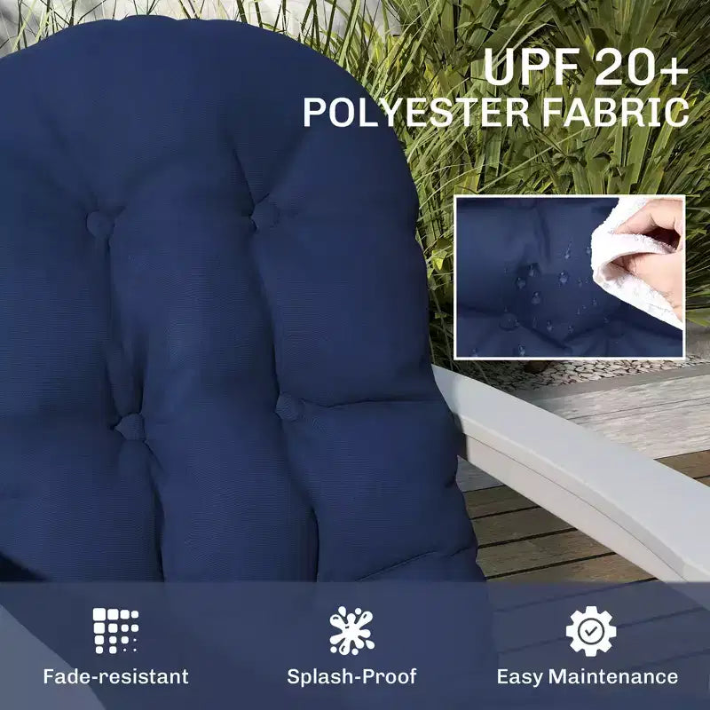 Cuscini per sedia Adirondack set da 2, cuscini da patio trapuntati con schienale alto antiscivolo per sedie Adirondack, blu navy