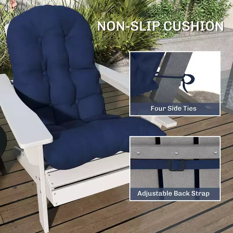Cuscini per sedia Adirondack set da 2, cuscini da patio trapuntati con schienale alto antiscivolo per sedie Adirondack, blu navy