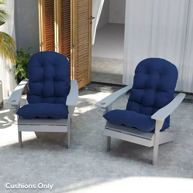 Cuscini per sedia Adirondack set da 2, cuscini da patio trapuntati con schienale alto antiscivolo per sedie Adirondack, blu navy