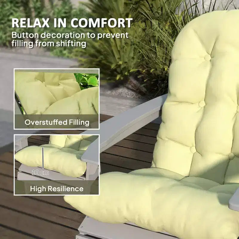 Cuscini per sedia Adirondack set da 2, cuscini da patio trapuntati con schienale alto antiscivolo per sedie Adirondack, beige