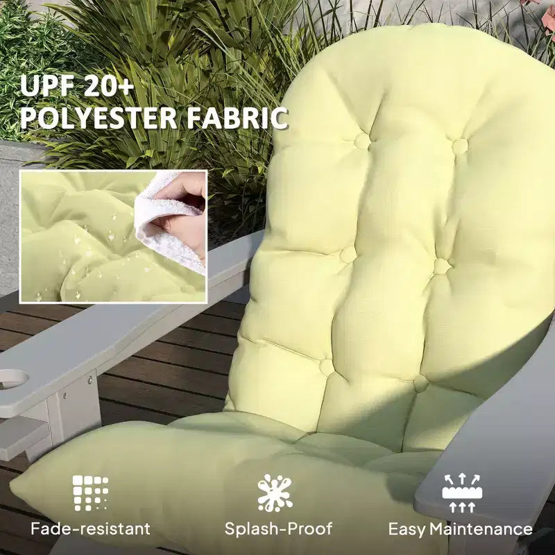 Cuscini per sedia Adirondack set da 2, cuscini da patio trapuntati con schienale alto antiscivolo per sedie Adirondack, beige
