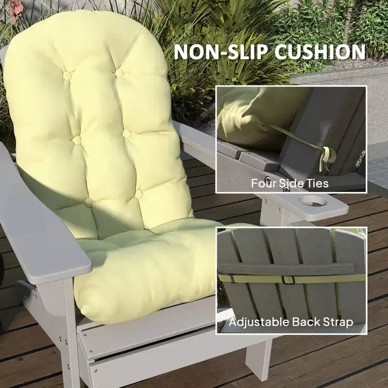 Cuscini per sedia Adirondack set da 2, cuscini da patio trapuntati con schienale alto antiscivolo per sedie Adirondack, beige
