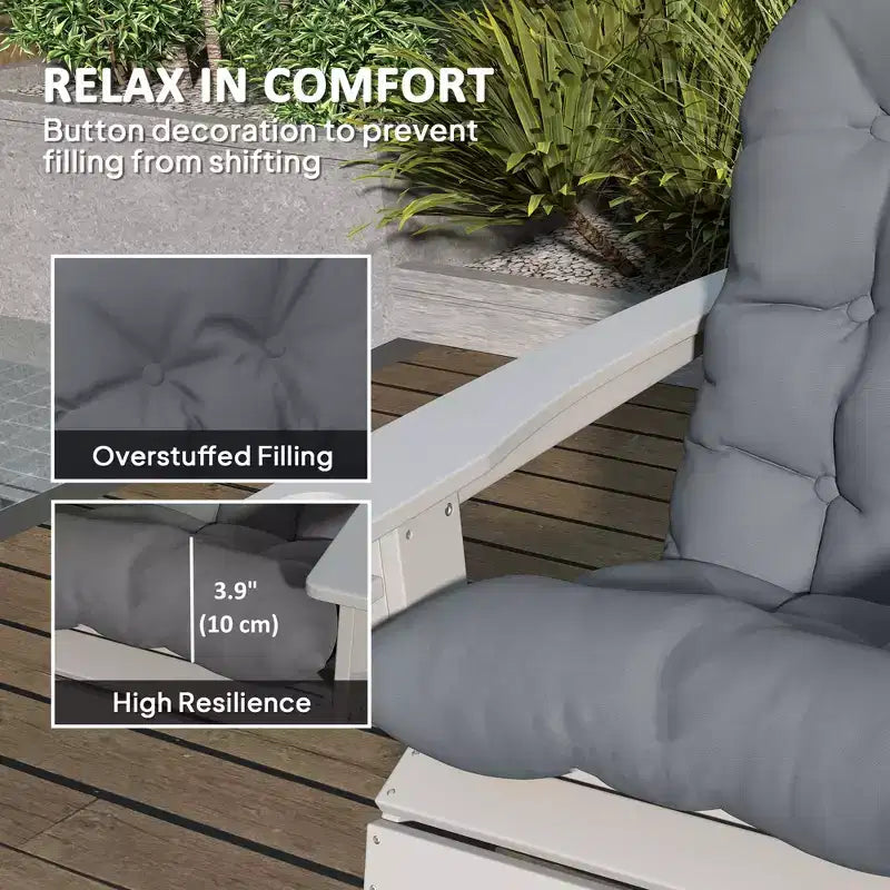 Cuscini per sedia Adirondack set da 2, cuscini da patio trapuntati con schienale alto antiscivolo per sedie Adirondack, grigio