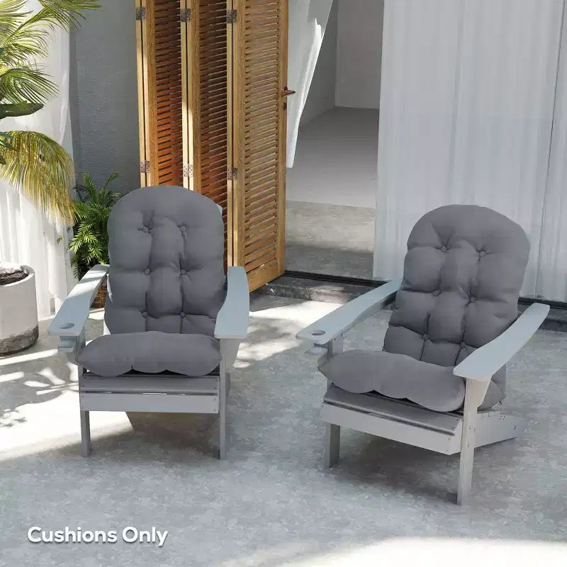Cuscini per sedia Adirondack set da 2, cuscini da patio trapuntati con schienale alto antiscivolo per sedie Adirondack, grigio