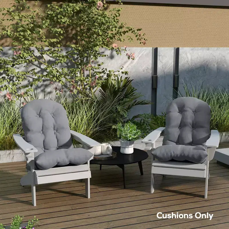 Cuscini per sedia Adirondack set da 2, cuscini da patio trapuntati con schienale alto antiscivolo per sedie Adirondack, grigio