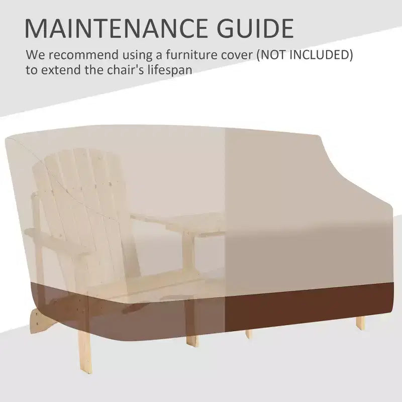 Salottino con focolare, 2 sedie Adirondack in legno con tavolo da esterno e foro per ombrellone, panca Adirondack in legno per 2 persone, naturale