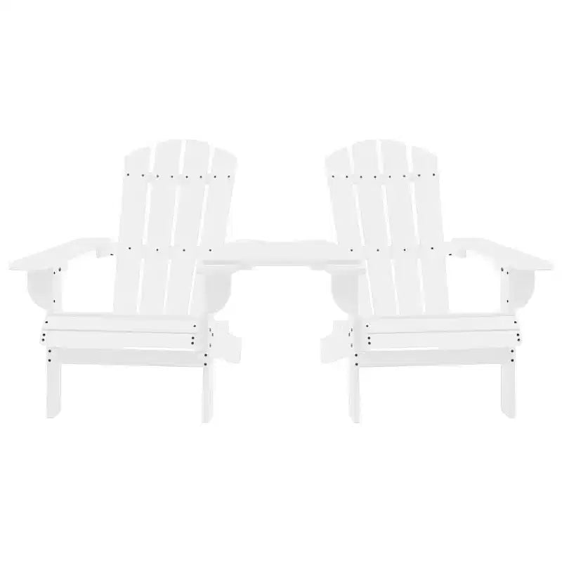 vidaXL Adirondack Chairs Patio Adirondack Chair with Tea Table Solid Wood Fir