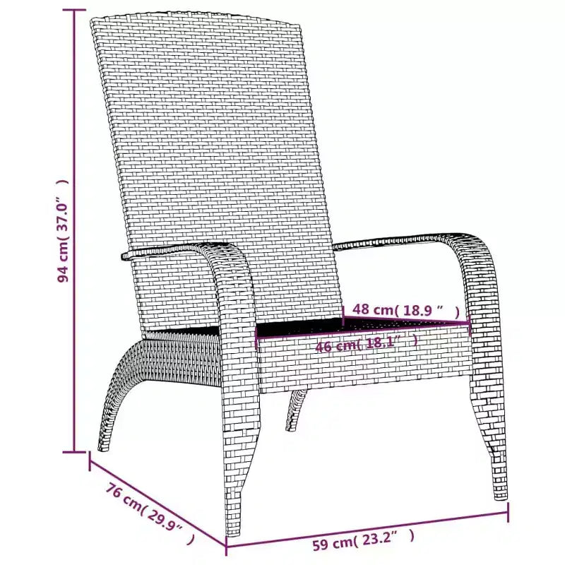 vidaXL Sedia da Giardino Adirondack in Polyrattan
