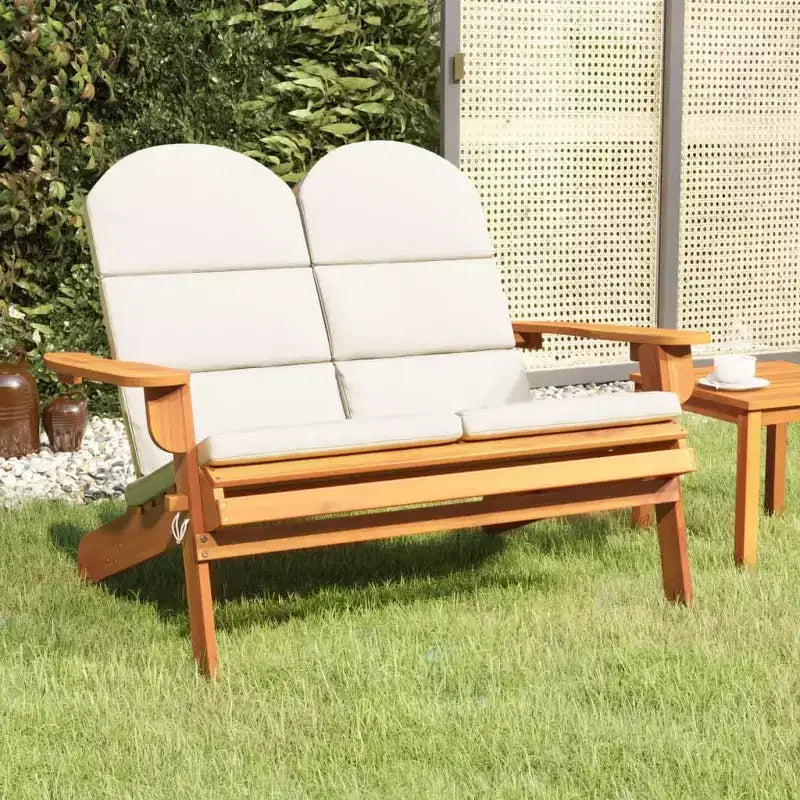 Panca da giardino Adirondack in legno massello di acacia con cuscini