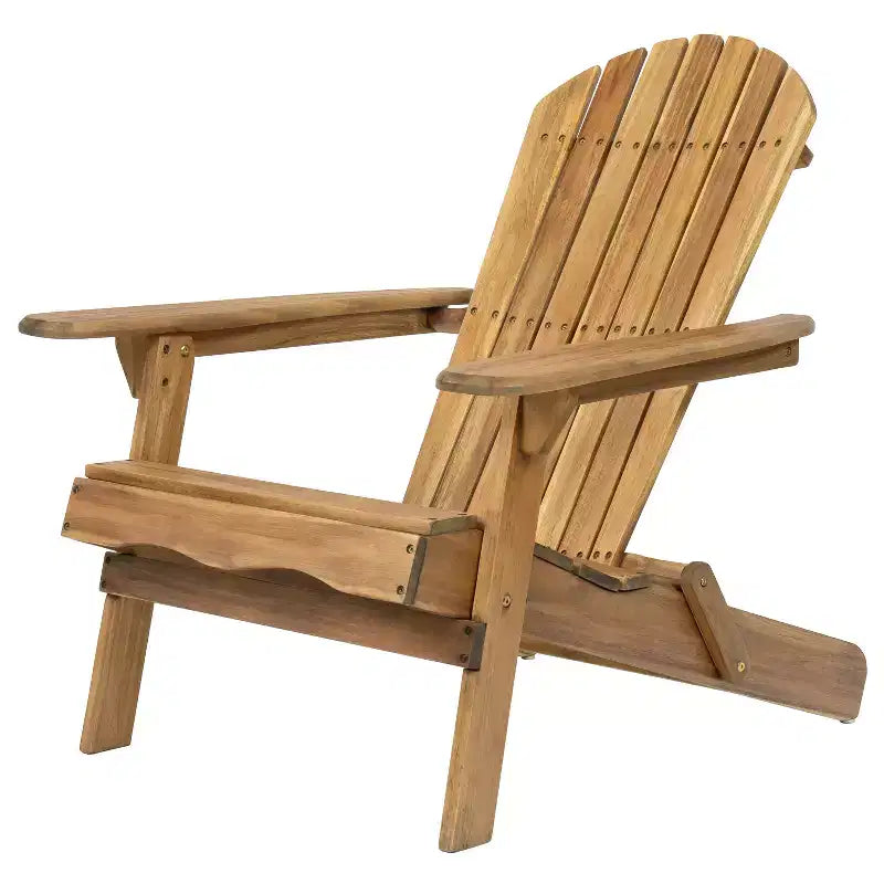Sedia Adirondack Pieghevole Zeus & Ruta, Sedia a Sdraio da Esterno in Legno con Schienale a Doghe e Braccioli Ampi, Finitura Teak