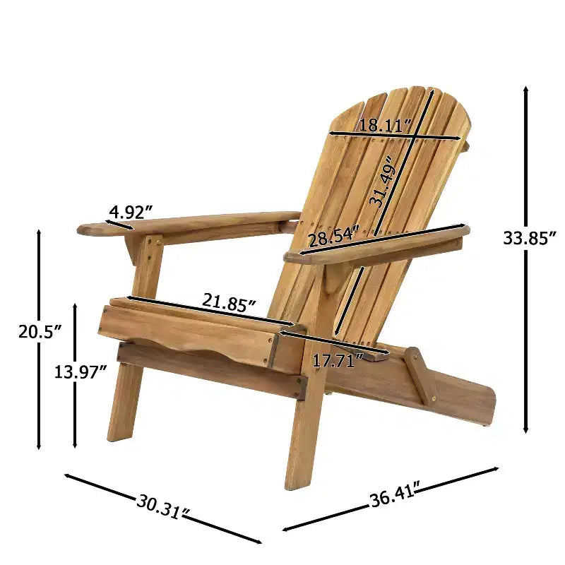 Sedia Adirondack Pieghevole Zeus & Ruta, Sedia a Sdraio da Esterno in Legno con Schienale a Doghe e Braccioli Ampi, Finitura Teak