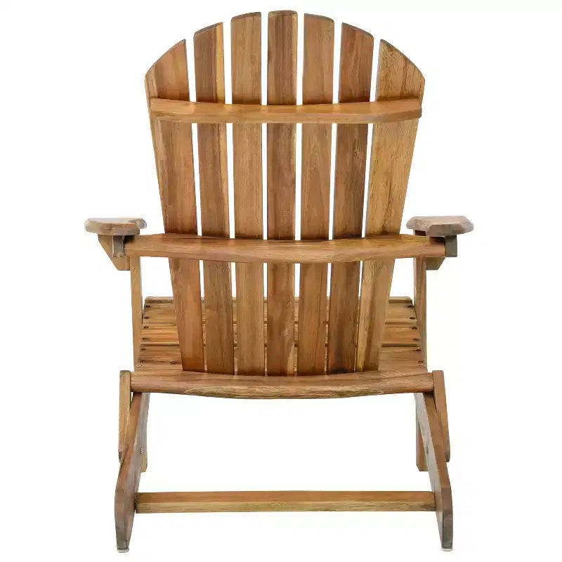 Sedia Adirondack Pieghevole Zeus & Ruta, Sedia a Sdraio da Esterno in Legno con Schienale a Doghe e Braccioli Ampi, Finitura Teak