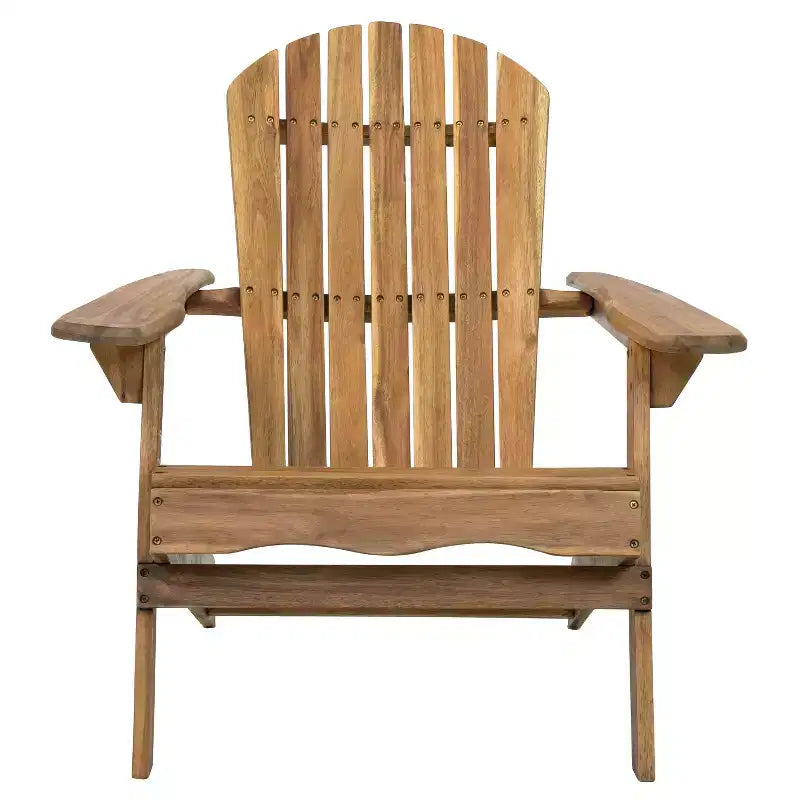 Sedia Adirondack Pieghevole Zeus & Ruta, Sedia a Sdraio da Esterno in Legno con Schienale a Doghe e Braccioli Ampi, Finitura Teak