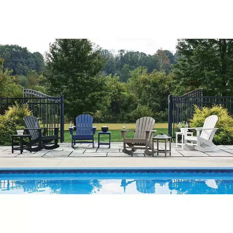 Signature Design by Ashley Sundown Treasure Sedia a Dondolo da Esterno Adirondack, HDPE MEGA-TUFF, Blu