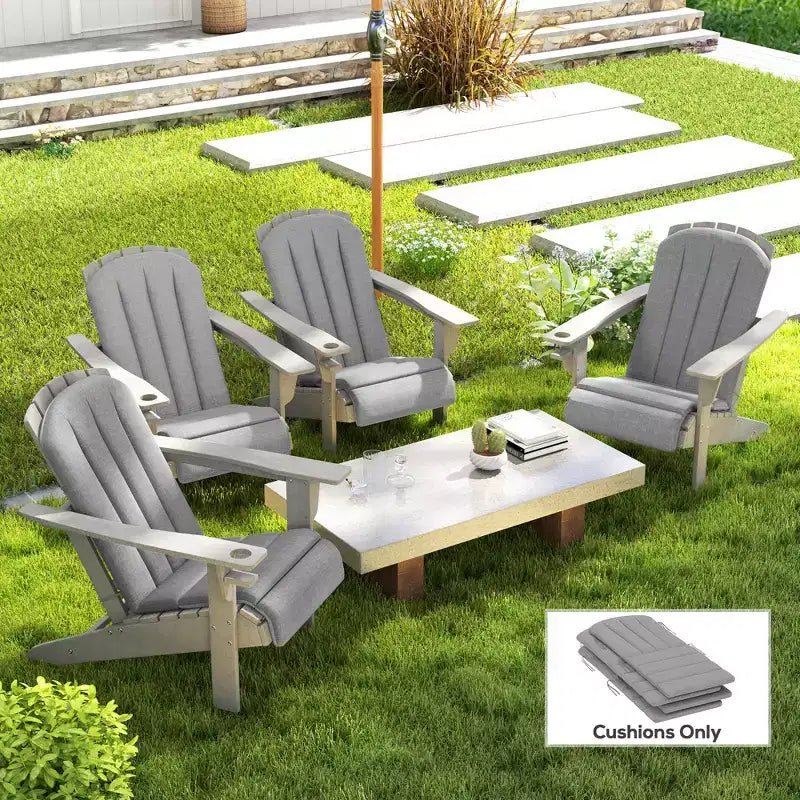 Set di 4 cuscini per sedie da esterno, cuscino per sedia Adirondack a schienale alto con laccetti, schiuma ad alta densità
