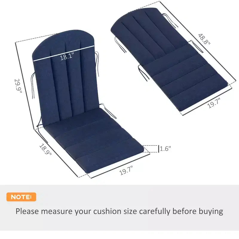 Set di 4 cuscini per sedie da esterno, cuscino per sedia Adirondack a schienale alto con laccetti, schiuma ad alta densità