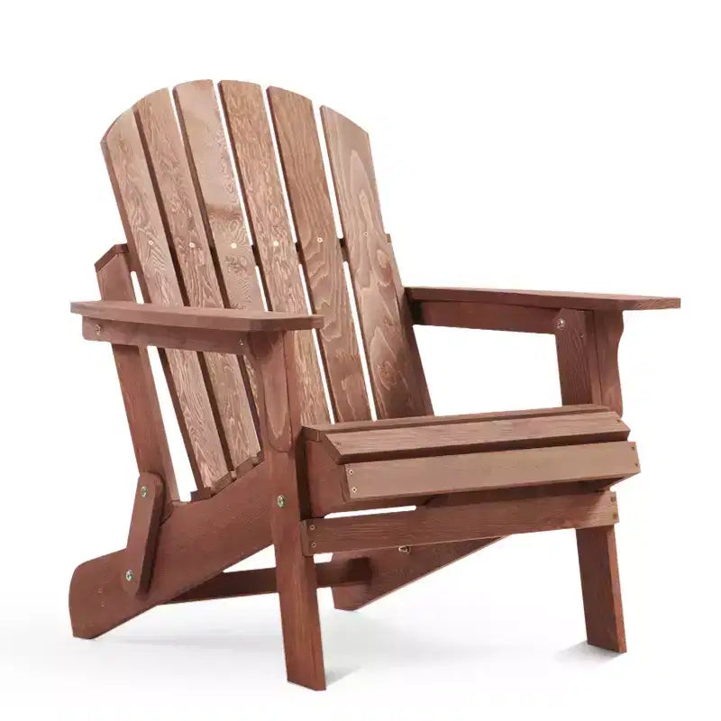 Chaise de jardin pliante Adirondack en bois avec dossier et assise, chaise de patio en bois