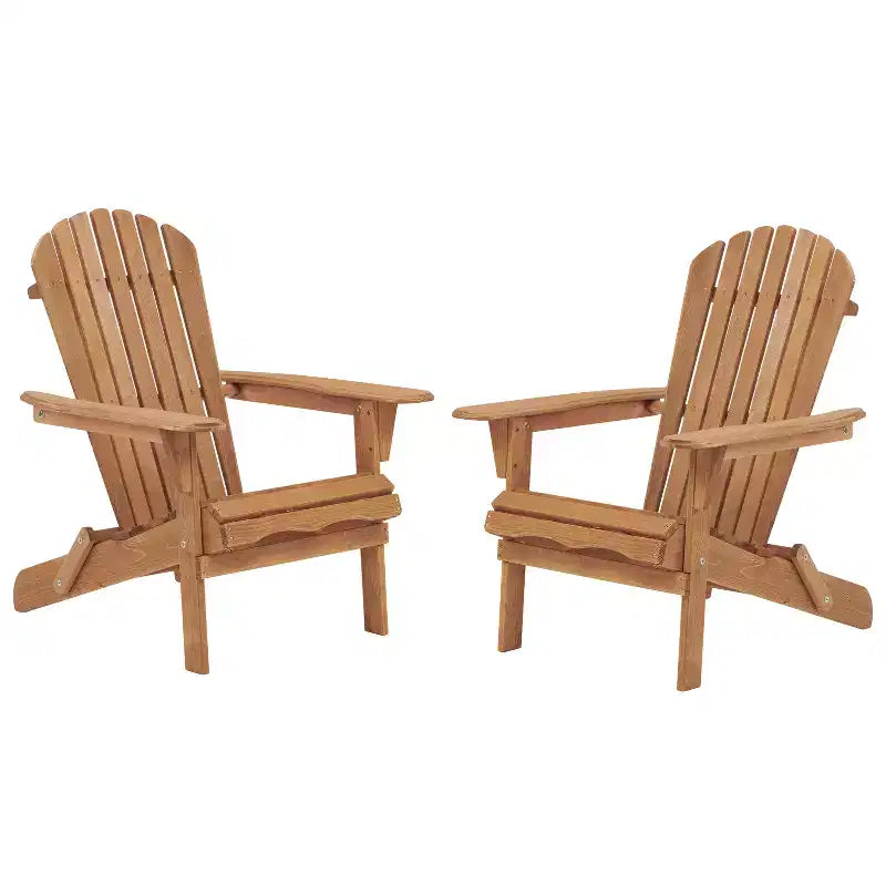 Set di 2 sedie pieghevoli Adirondack in legno per esterni con schienale, sedia da patio in legno per giardino e cortile