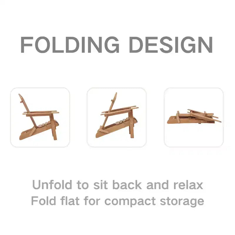 Set di 2 sedie pieghevoli Adirondack in legno per esterni con schienale, sedia da patio in legno per giardino e cortile