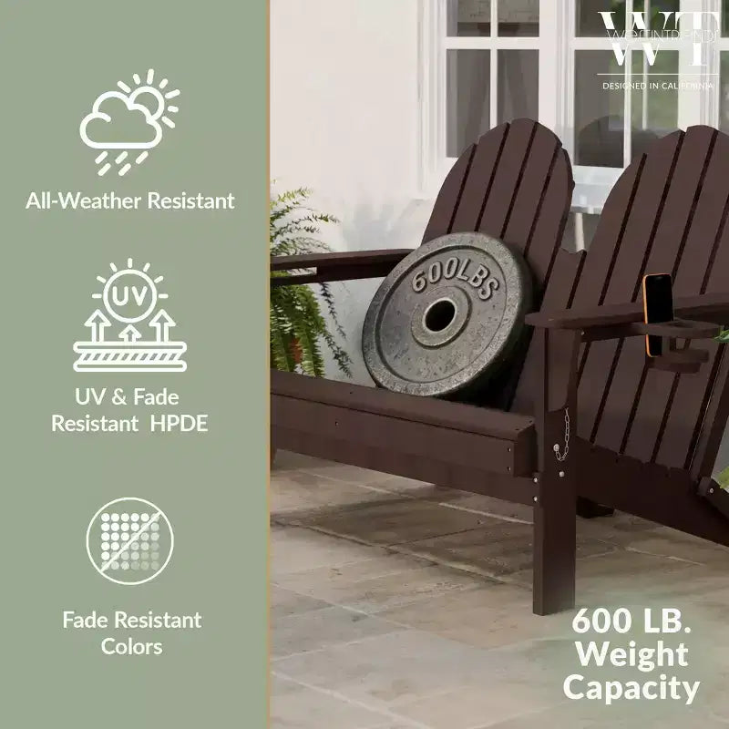 Banc de jardin pliant WestinTrends St. Augustine d'extérieur en HDPE de 49 po