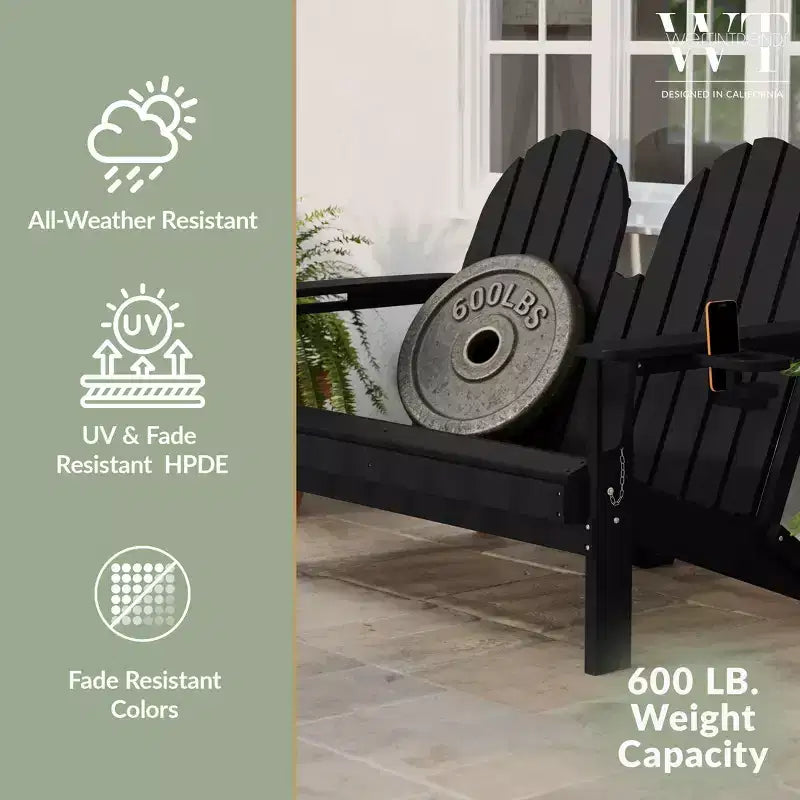 Banc de jardin pliant WestinTrends St. Augustine d'extérieur en HDPE de 49 po