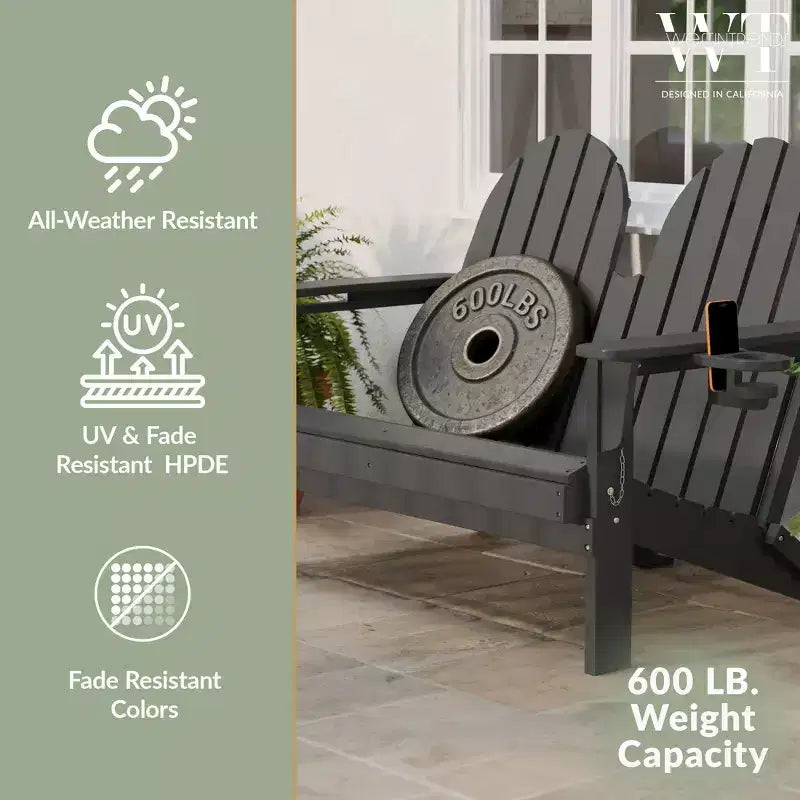 Banc de jardin pliant WestinTrends St. Augustine d'extérieur en HDPE de 49 po