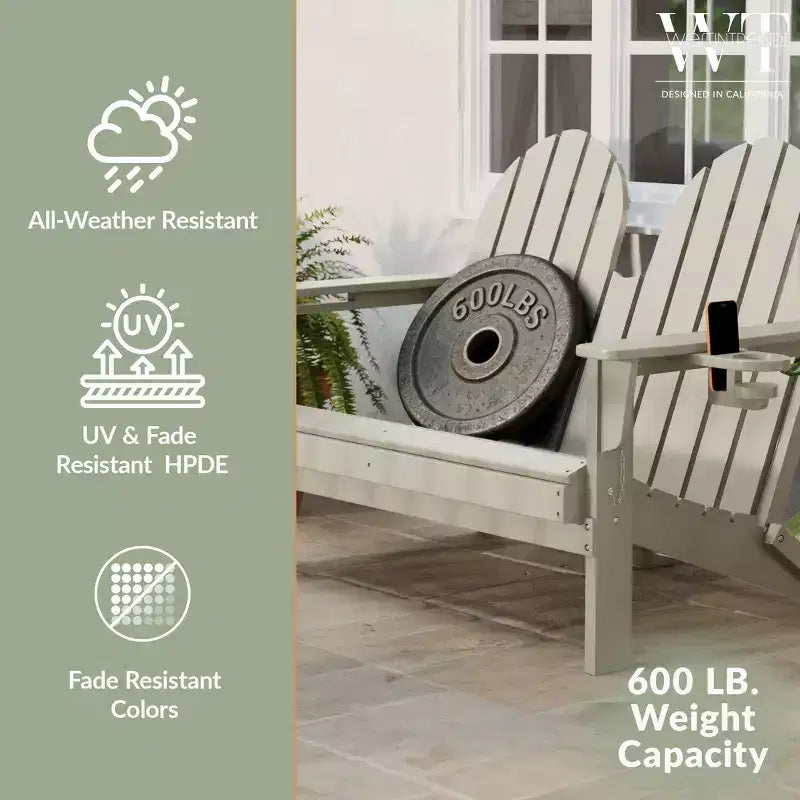 Banc de jardin pliant WestinTrends St. Augustine d'extérieur en HDPE de 49 po