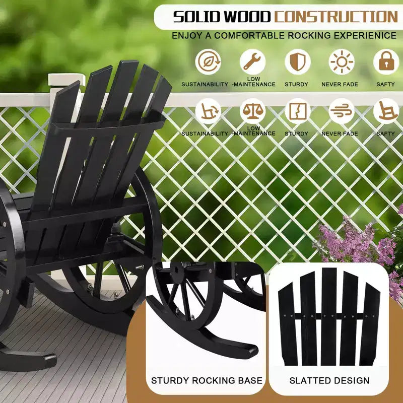 Karl Home | Sedia a dondolo da esterno in legno stile carro Adirondack da 23,5 pollici