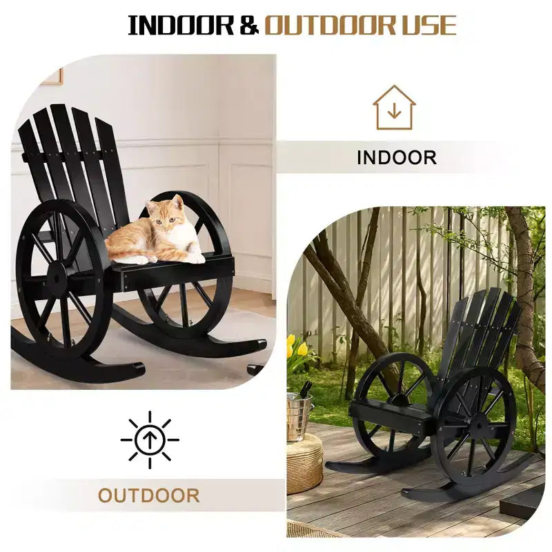 Karl Home | Sedia a dondolo da esterno in legno stile carro Adirondack da 23,5 pollici