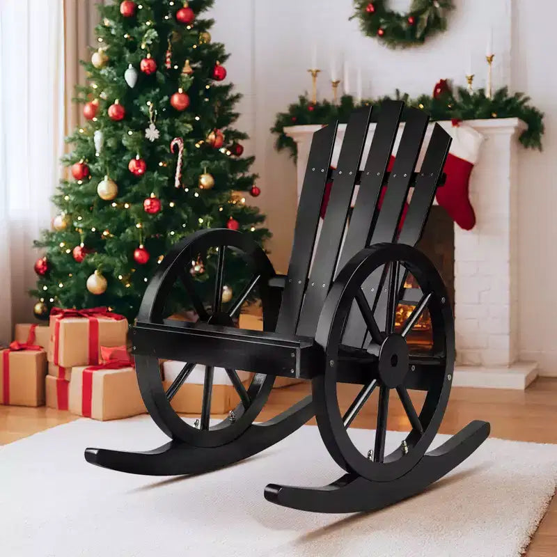Karl Home | Sedia a dondolo da esterno in legno stile carro Adirondack da 23,5 pollici