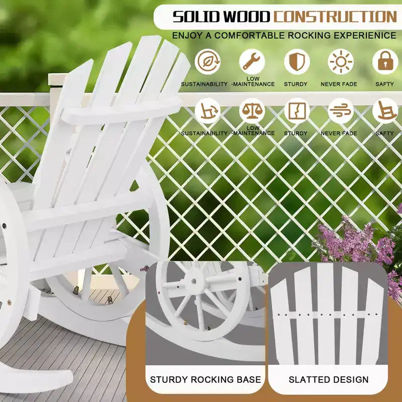 Karl Home | Sedia a dondolo da esterno in legno stile carro Adirondack da 23,5 pollici