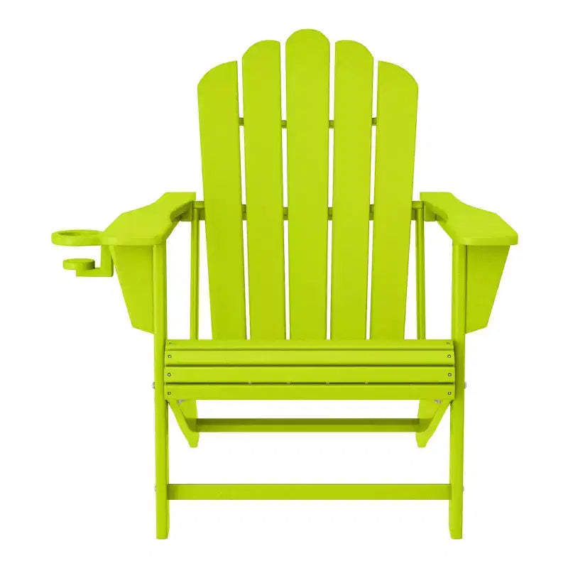 WestinTrends Highland Set da 4 Pezzi con Sedie Adirondack da Esterno in HDPE con Ottomane e Porta Bicchieri, Lime