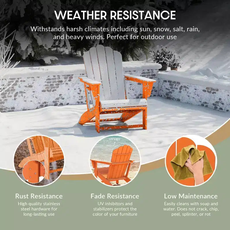 Set di 4 sedie Adirondack con pouf e portabicchieri WestinTrends Highland, in HDPE, colore arancione, per esterni