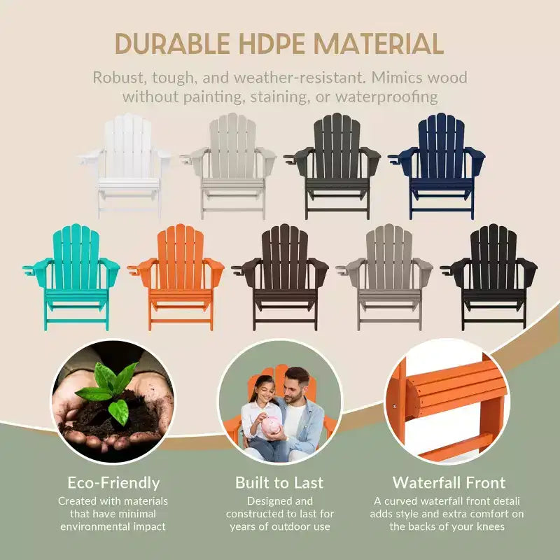 Set di 4 sedie Adirondack con pouf e portabicchieri WestinTrends Highland, in HDPE, colore arancione, per esterni