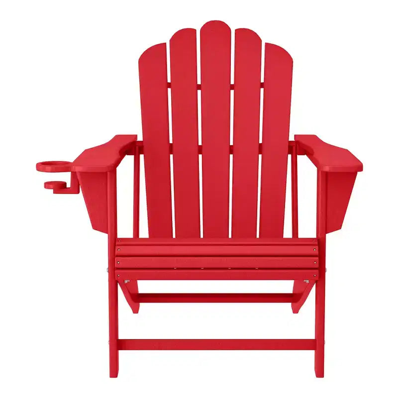 Set di 4 sedie Adirondack da esterno con poggiapiedi e portabicchieri WestinTrends Highland, in HDPE, colore rosso