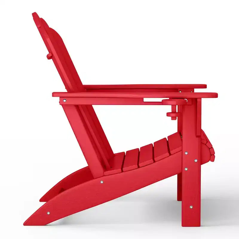 Set di 4 sedie Adirondack da esterno con poggiapiedi e portabicchieri WestinTrends Highland, in HDPE, colore rosso