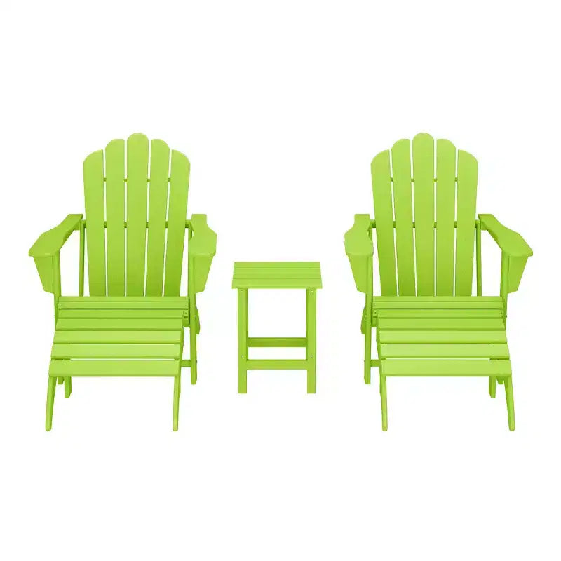 WestinTrends Highland 5-Piece Adirondack Chair with Folding Ottoman and Table Set, Lime