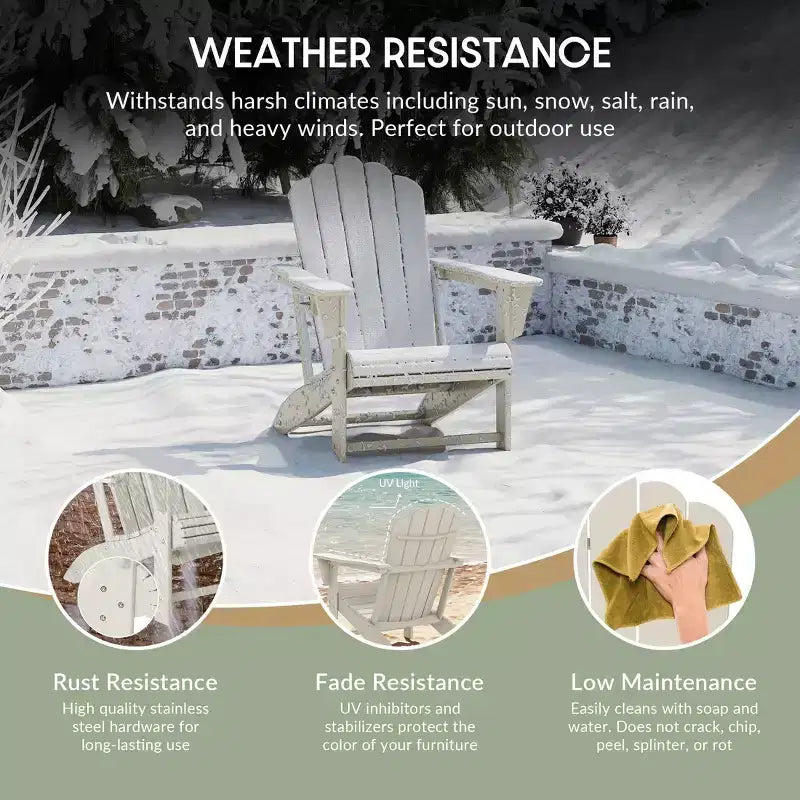WestinTrends Highland Set Sedia Adirondack a 5 Pezzi con Pouf Pieghevole e Tavolo, Sabbia