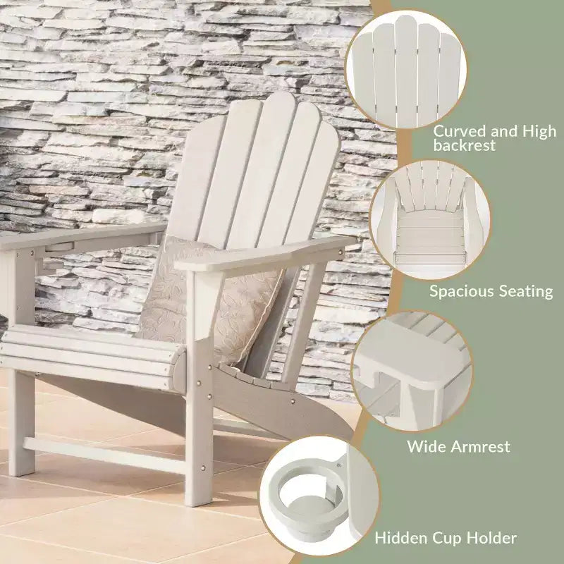 WestinTrends Highland Set da 3 Pezzi da Esterno Patio in HDPE, Sedie Adirondack con Portabicchieri e Tavolino, Sabbia