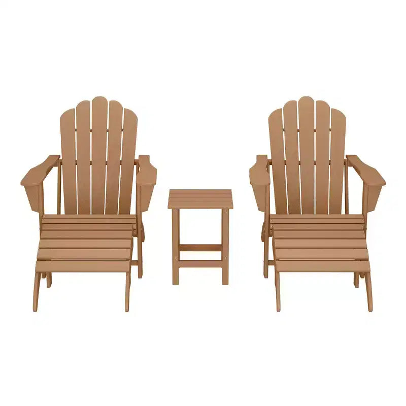 WestinTrends Highland 5-Piece Adirondack Chair Set, Teak