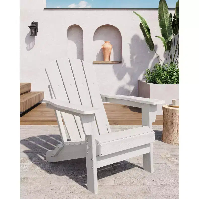 Sedie Adirondack in HDPE, sedia da esterno resistente alle intemperie, capacità di carico elevata 172 kg, nessun montaggio richiesto, per esterni, patio, prato