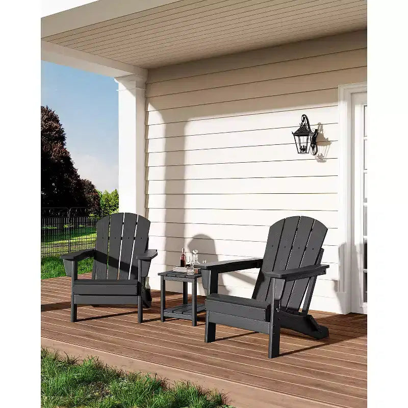 Sedia Adirondack Pieghevole per Carichi Pesanti in HDPE, Design Ripiegabile, Resistente alle Intemperie con Texture Effetto Legno e Portabicchieri per Patio, Prato, Giardino, Terrazza