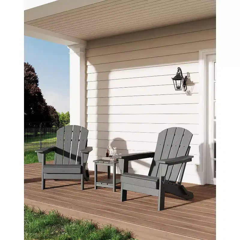 Sedia Adirondack Pieghevole per Carichi Pesanti in HDPE, Design Ripiegabile, Resistente alle Intemperie con Texture Effetto Legno e Portabicchieri per Patio, Prato, Giardino, Terrazza