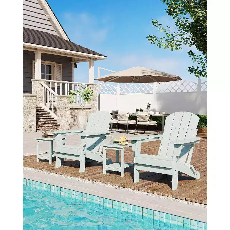 Sedia Adirondack Pieghevole per Carichi Pesanti in HDPE, Design Ripiegabile, Resistente alle Intemperie con Texture Effetto Legno e Portabicchieri per Patio, Prato, Giardino, Terrazza