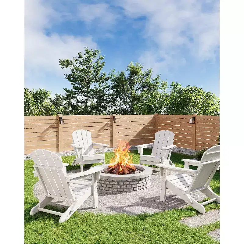 Sedia Adirondack Pieghevole per Carichi Pesanti in HDPE, Design Ripiegabile, Resistente alle Intemperie con Texture Effetto Legno e Portabicchieri per Patio, Prato, Giardino, Terrazza