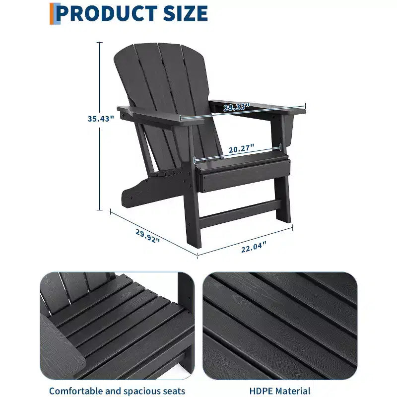 Sedia Adirondack Moderna Oversize in Plastica, Sedia da Giardino Ergonomica Resistente alle Intemperie Impilabile per Patio Esterno, Cortile, Giardino, Prato, Bordo Piscina, Spiaggia