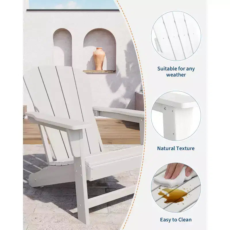 Sedia Adirondack Moderna Oversize in Plastica, Sedia da Giardino Ergonomica Resistente alle Intemperie Impilabile per Patio Esterno, Cortile, Giardino, Prato, Bordo Piscina, Spiaggia