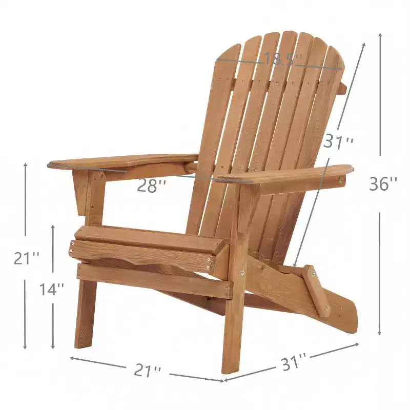 Set di 2 sedie Adirondack da esterno, sedie Adirondack pieghevoli in legno, sedie da patio in legno per tutte le stagioni per cortile, bordo piscina o giardino - Panipeachy