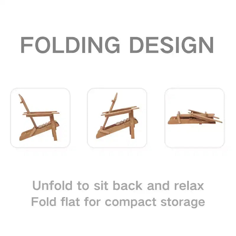 Set di 2 sedie Adirondack da esterno, sedie Adirondack pieghevoli in legno, sedie da patio in legno per tutte le stagioni per cortile, bordo piscina o giardino - Panipeachy