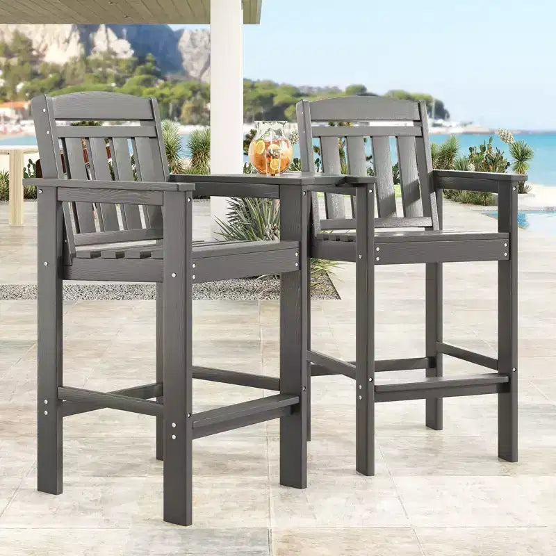 Sgabelli da bar da esterno GDFStudio Laura Tall Adirondack con vassoio (set da 2)